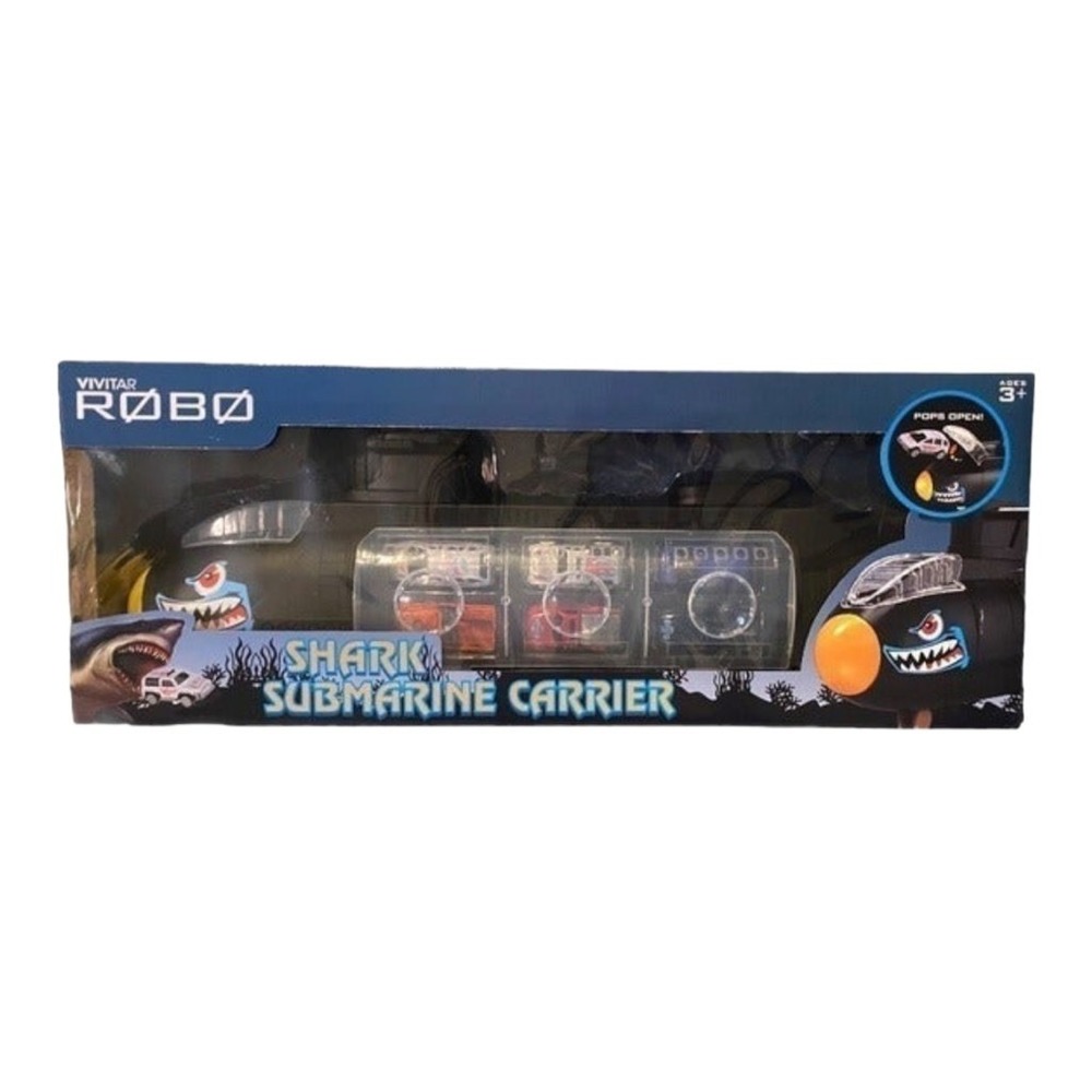 Vivitar Robo Shark Submarine Carrier Black 6-Car Toy Play Set Kids Adventure NEW